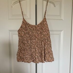 Floral Beige Women's Tank Top